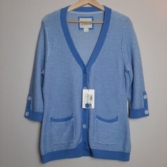 BOB JIMLEY Cardigan Sweater 3/4 Sleeve Button Down Sz M - Picture 2 of 12